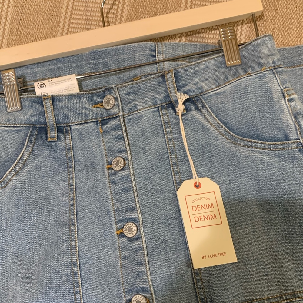 NEW DENIM BUTTONED MIDI SKIRT